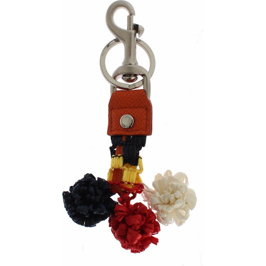 Dolce & Gabbana Multicolor Raffia Leather Clasp Finder Chain Keyring Dolce & Gabbana