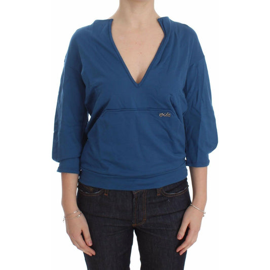 Exte Elegant Deep V-Neck Sweater in Blue Exte