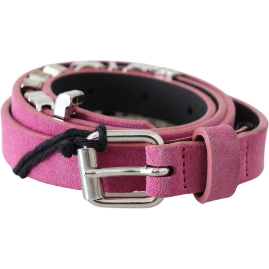 Just Cavalli Pink Silver Chrome Metal Buckle Waist Belt Just Cavalli