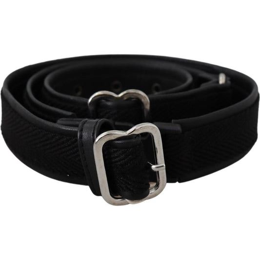 GF Ferre Black Leather Silver Chrome Metal Buckle Belt GF Ferre