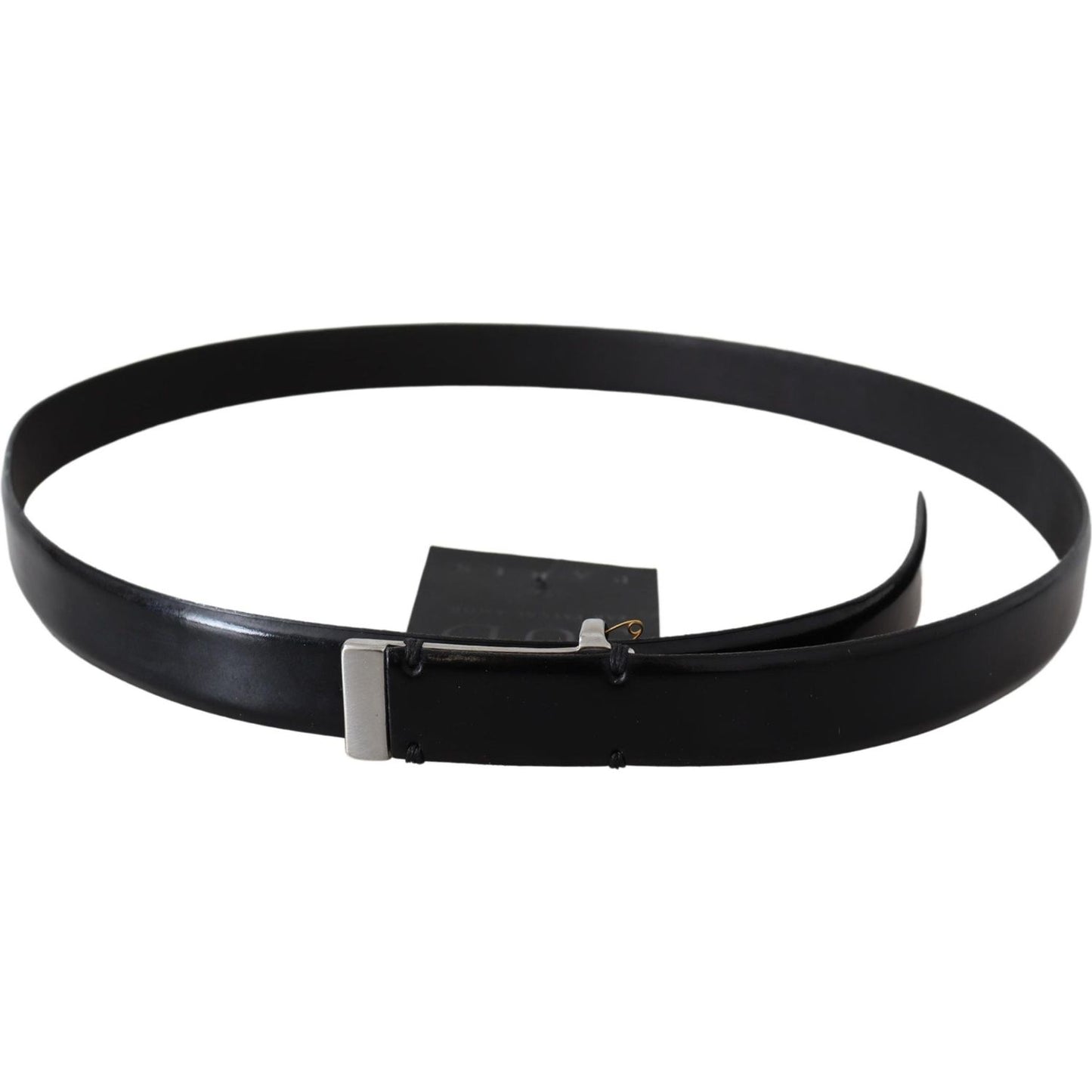 PLEIN SUD Elegant Black Leather Waist Belt Belt PLEIN SUD