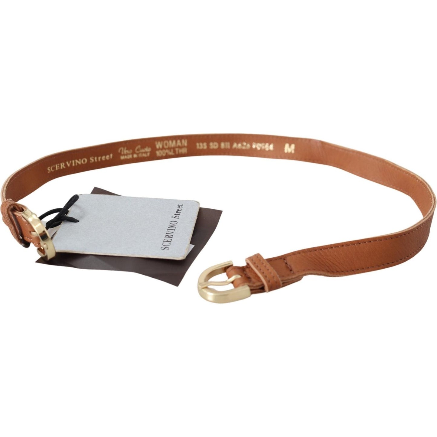 Scervino Street Elegant Brown Leather Double Buckle Belt Belt Scervino Street