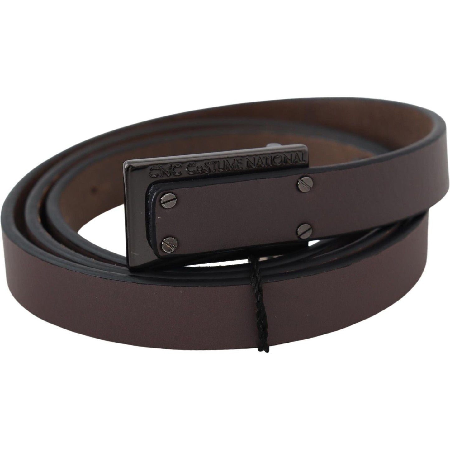 Costume National Brown Leather Tactical Logo Buckle Dark