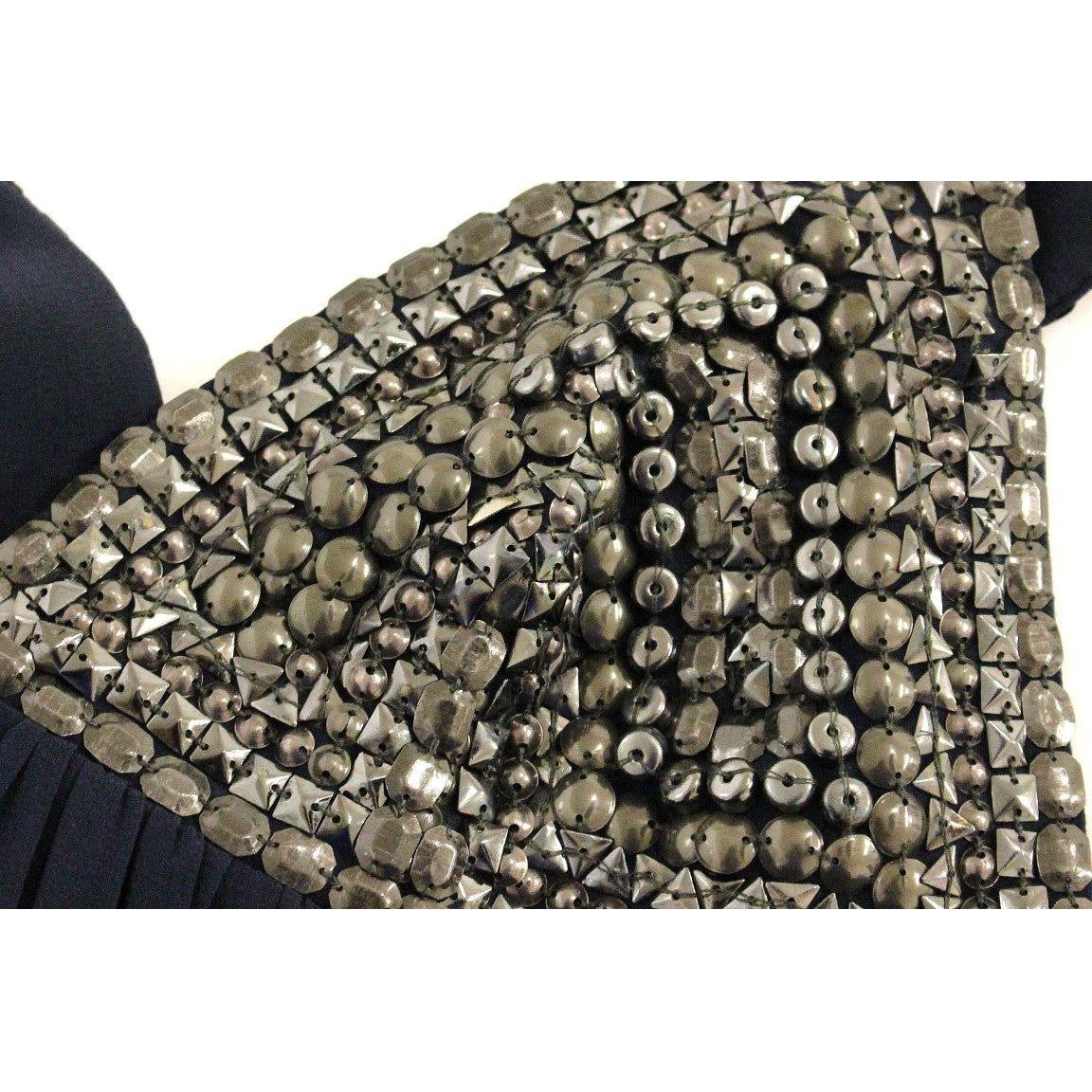 Anaikka Navy Blue Studs Embellished Top Blouse Anaikka