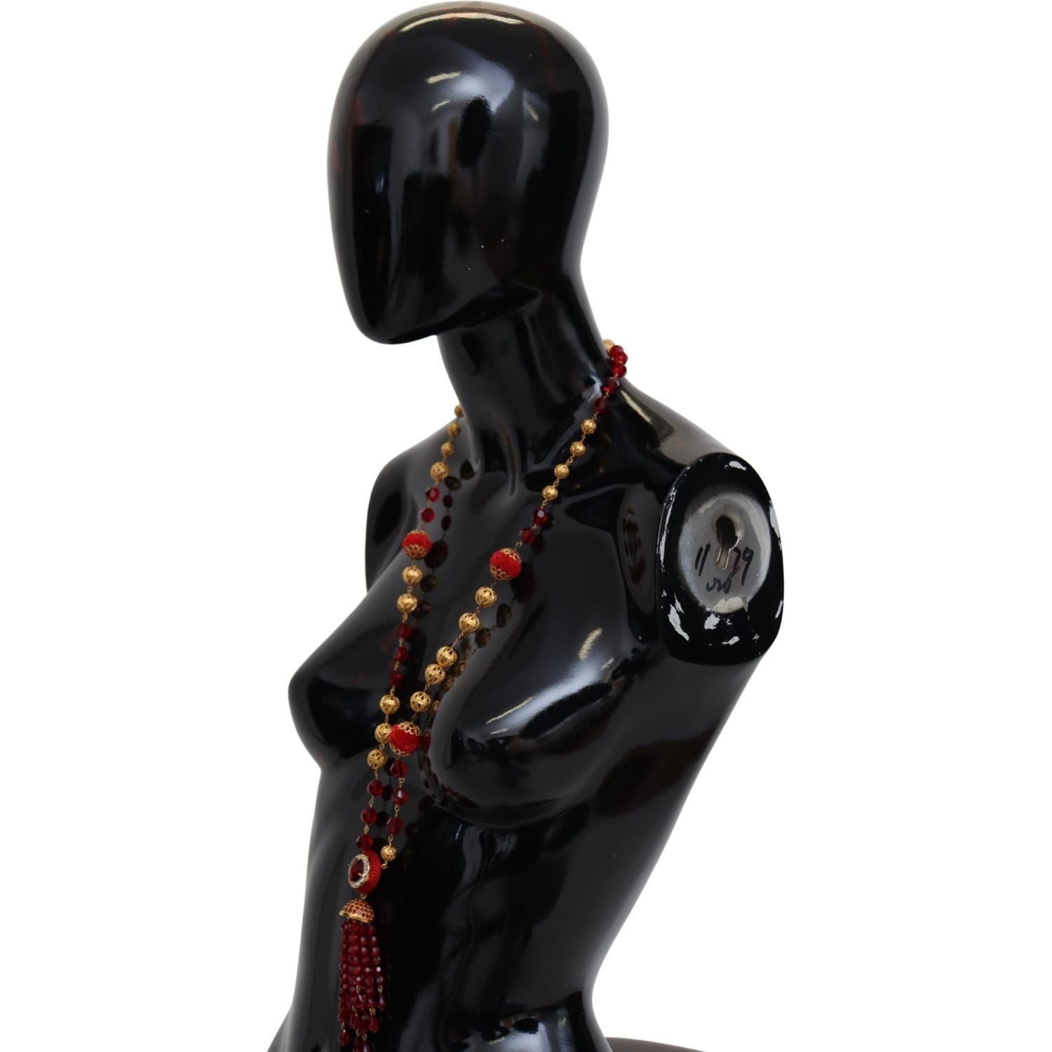 قلادة دولتشي آند غابانا الأنيقة المطلية بالذهب والكريستال الأحمر