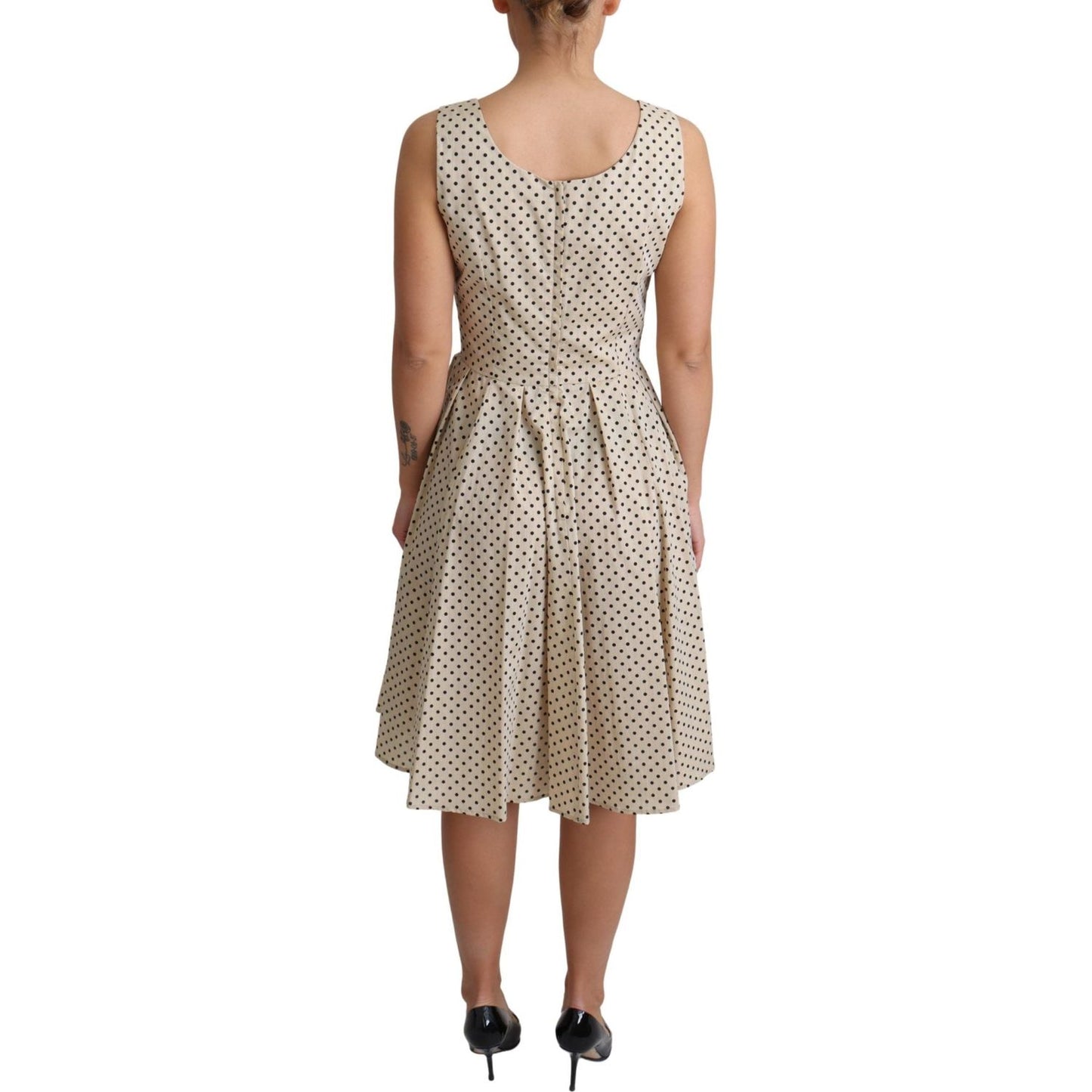 Dolce & Gabbana Elegant Polka Dot Sleeveless A-Line Dress Dresses Dolce & Gabbana