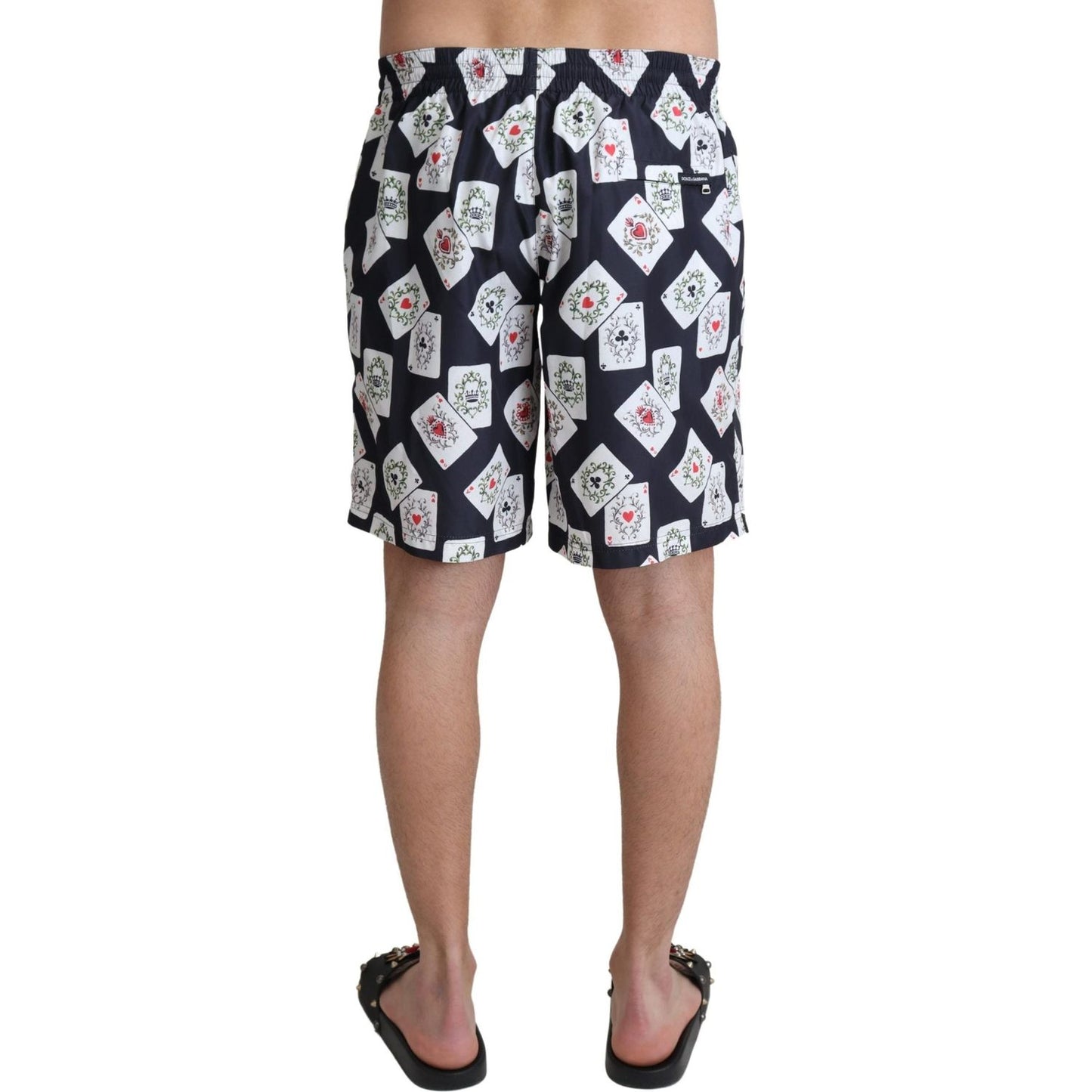 Dolce & Gabbana Black Card Deck Print Beachwear Swimshorts