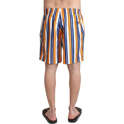 Dolce & Gabbana Multicolor Striped Beachwear Swimshorts
