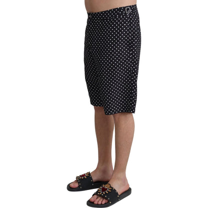 Dolce & Gabbana Black Polka Dots Beachwear Shorts Swimwear