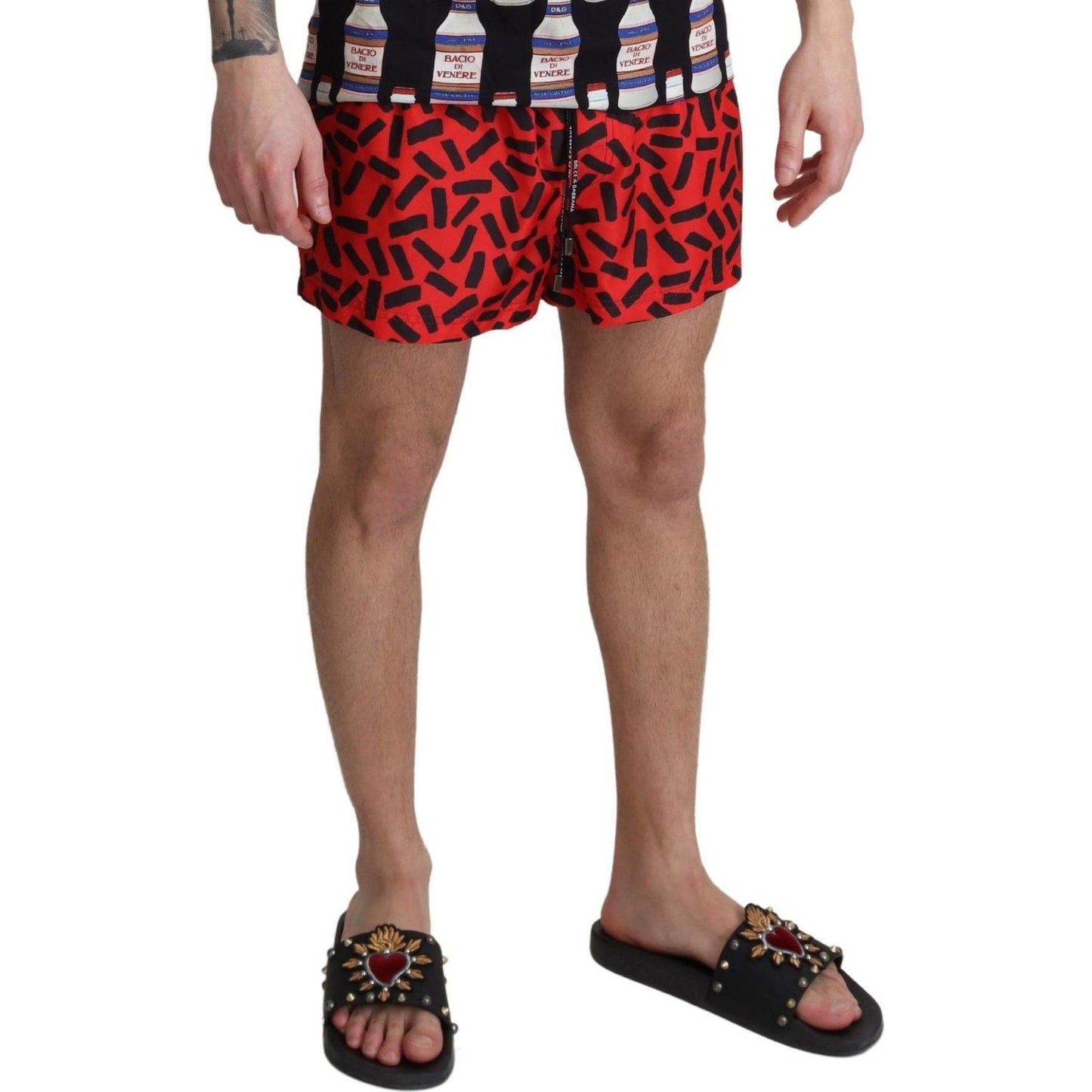 Dolce & Gabbana Radiant Red Drawstring Swim Trunks Dolce & Gabbana