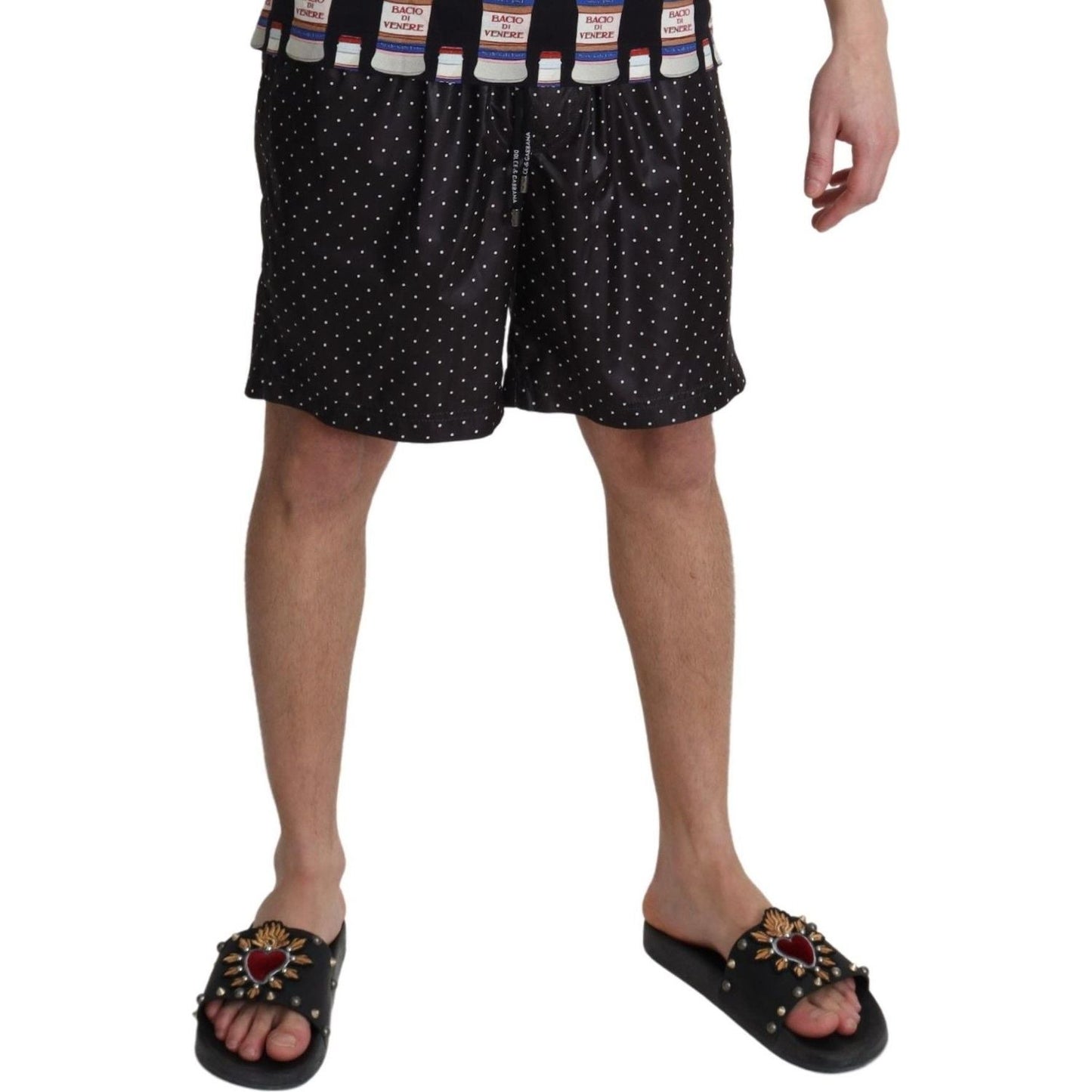 Dolce & Gabbana Chic Black Polka Dot Men's Swim Trunks Dolce & Gabbana