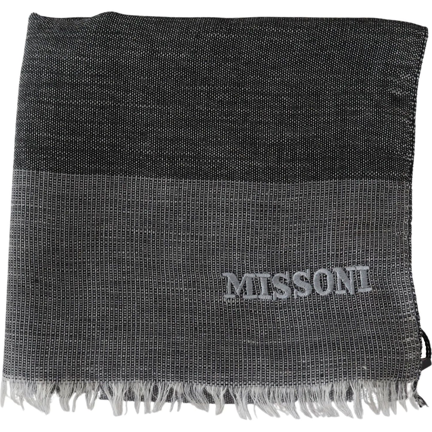 Missoni Elegant Striped Wool Scarf with Logo Embroidery