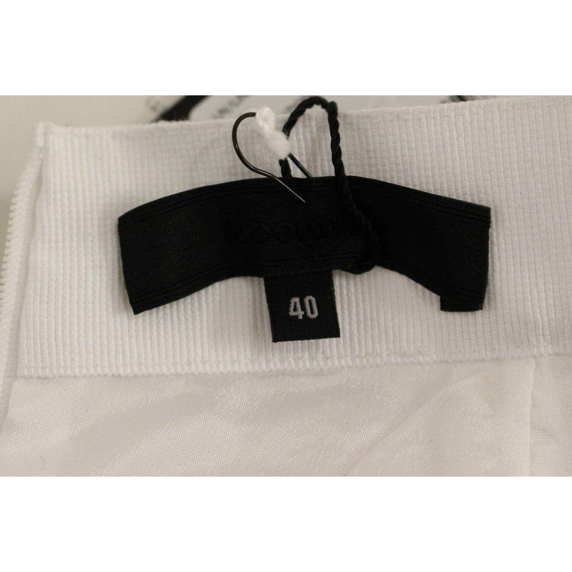 Koonhor White Sequined Straight Pencil Skirt