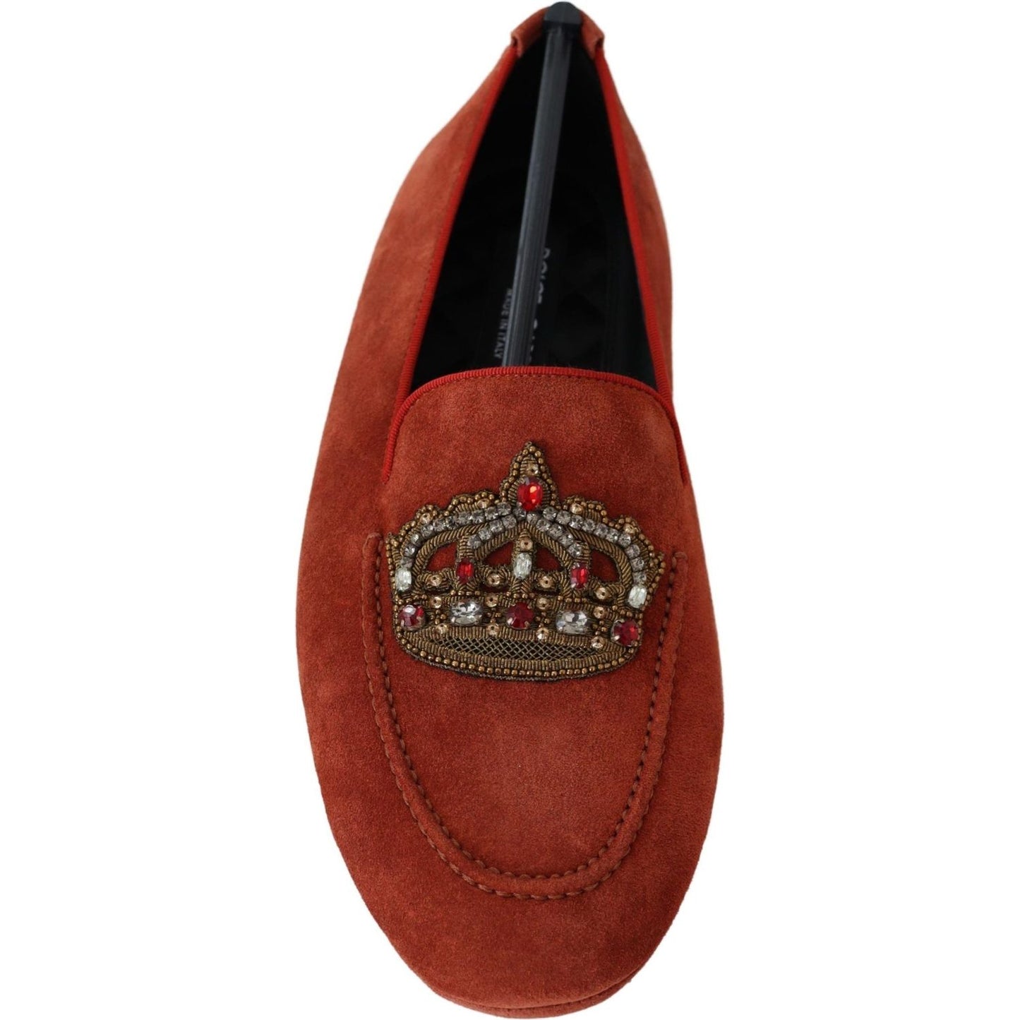 Dolce & Gabbana Opulent Orange Leather Loafers with Gold Embroidery Dolce & Gabbana