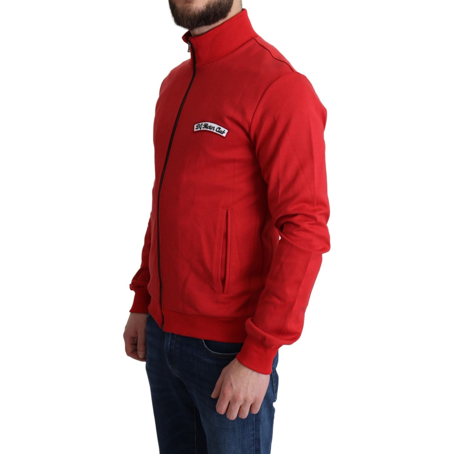 Dolce & Gabbana Red DG Motor Club Zippered Cardigan Sweater