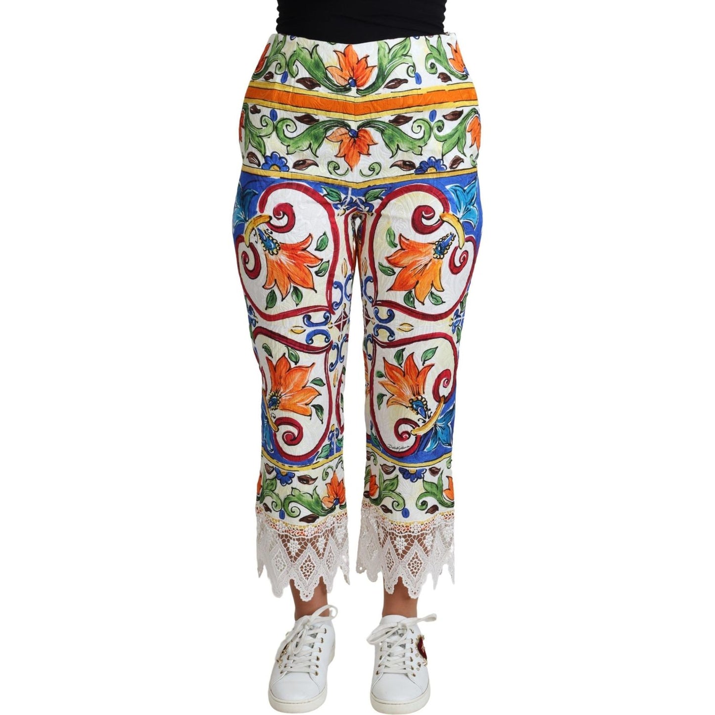 Dolce & Gabbana Majolica High Waist Cropped Trousers Dolce & Gabbana