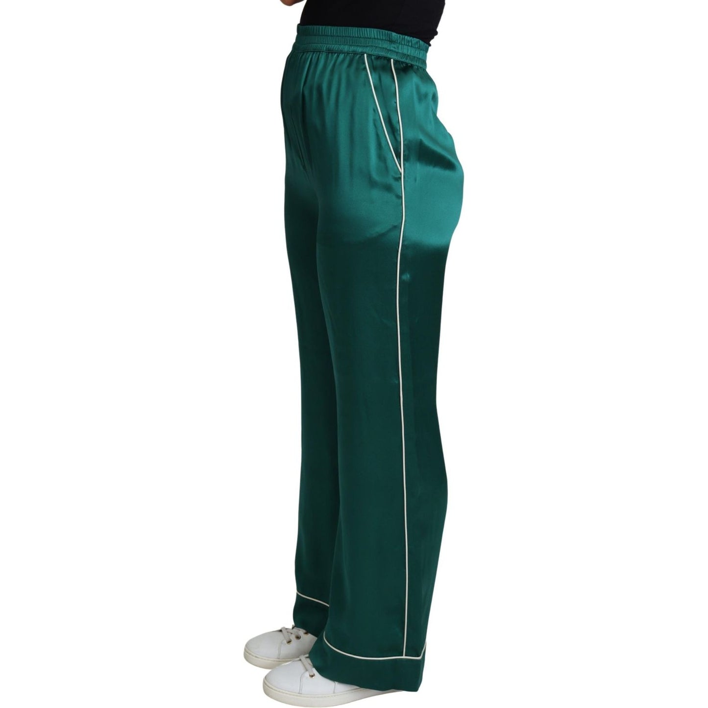 Dolce & Gabbana Exquisite Silk Pajama Trousers in Lush Green Dolce & Gabbana