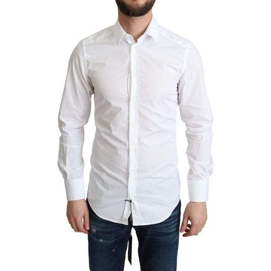 Dolce & Gabbana White Cotton Long Sleeves Men Formal Shirt