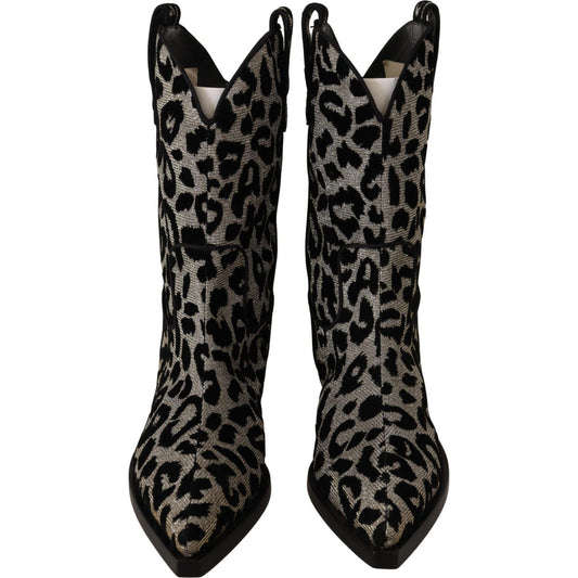 Dolce & Gabbana Elegant Leopard Print Mid Calf Boots Dolce & Gabbana