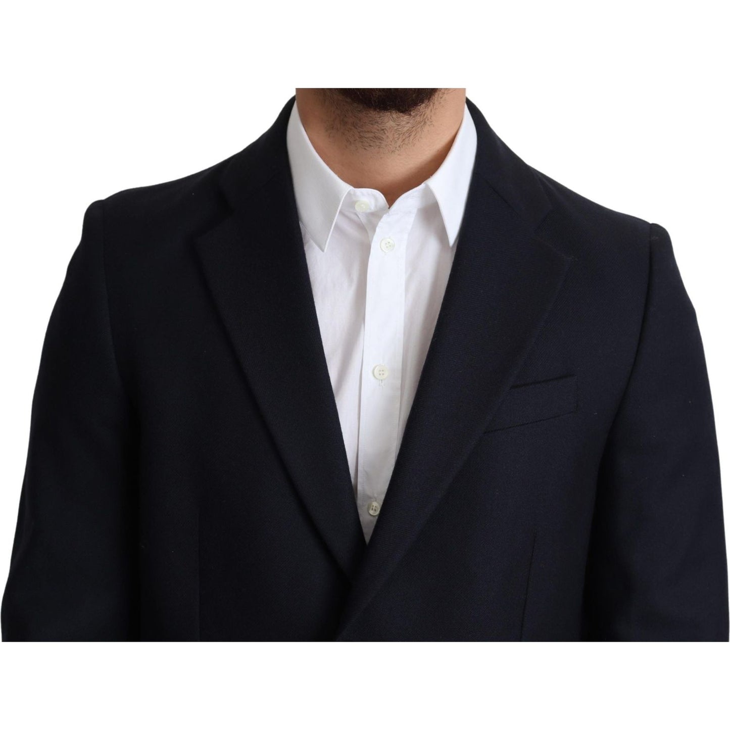 Dolce & Gabbana Elegant Dark Blue Virgin Wool Men's Coat Dolce & Gabbana