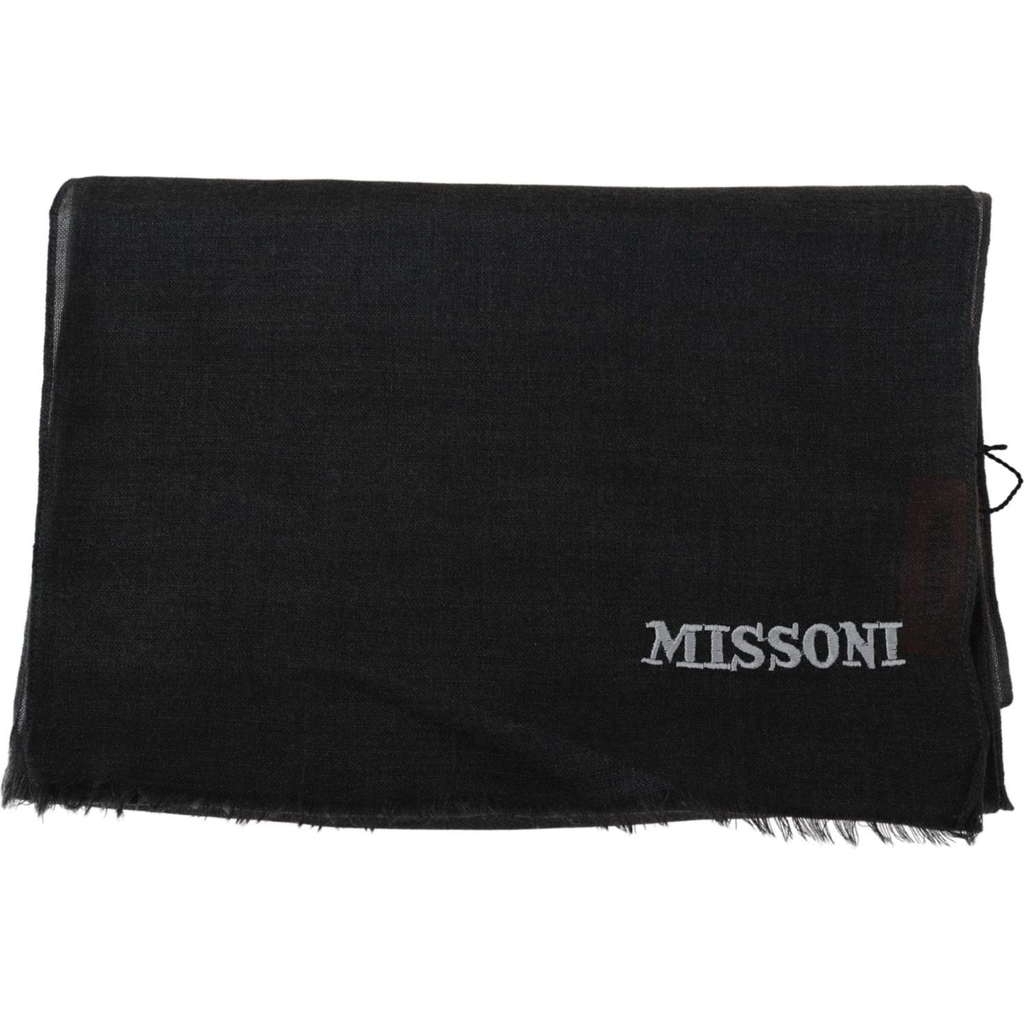 Missoni Elegant Black Wool Scarf with Fringes Missoni