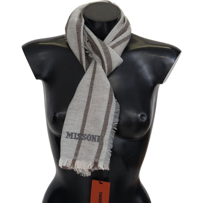 Missoni Multicolor Striped Wool Unisex Neck Wrap Scarf