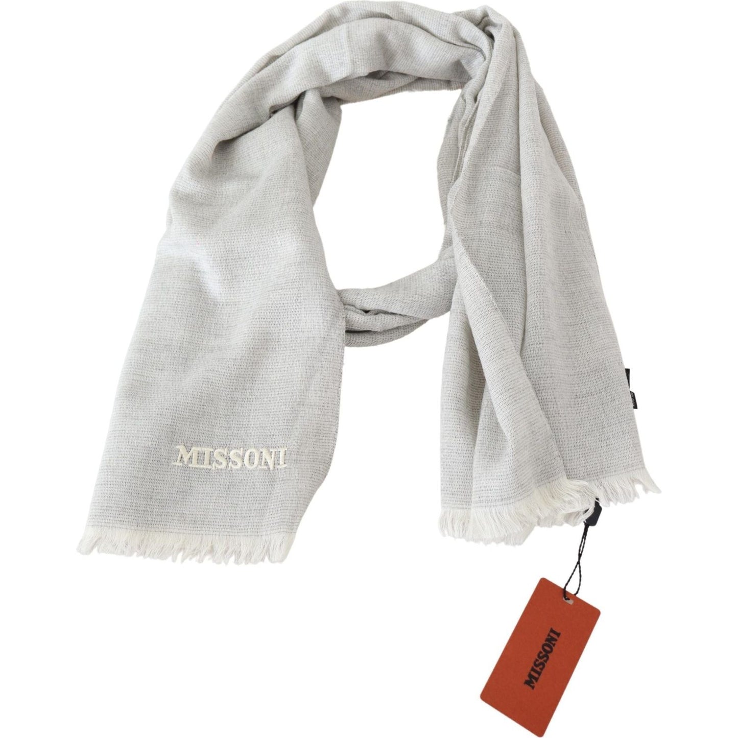 Missoni Gray Wool Knit Unisex Neck Wrap Scarf