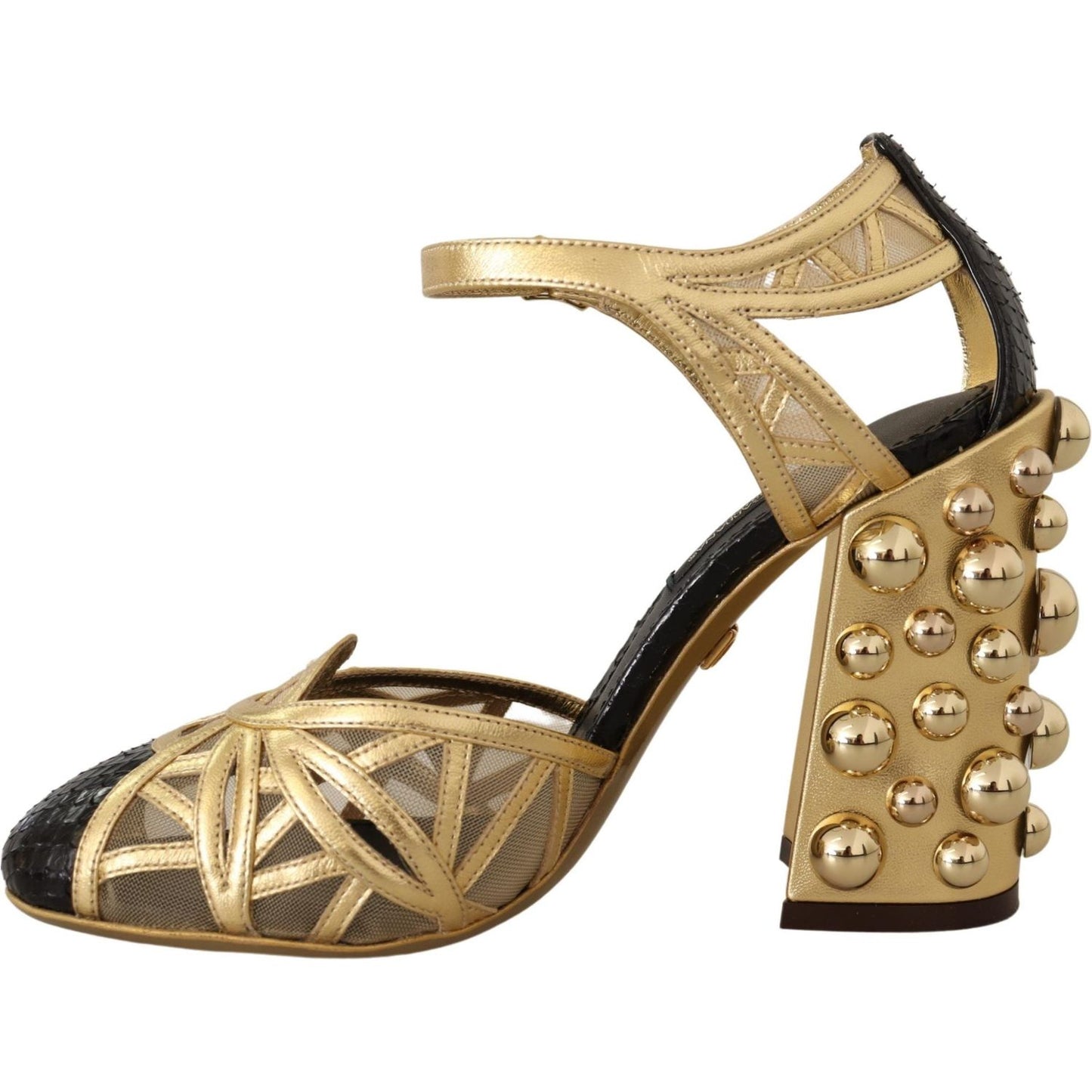 Dolce & Gabbana Elegant Crystal Studded Leather Pumps