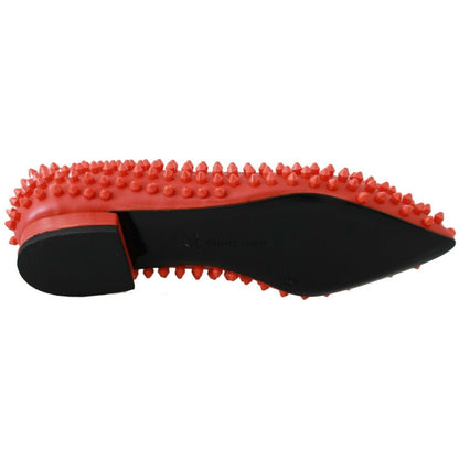 Philipp Plein Orange Leather Ballerina WHAT I DO Flats Shoes WOMAN FLAT SHOES