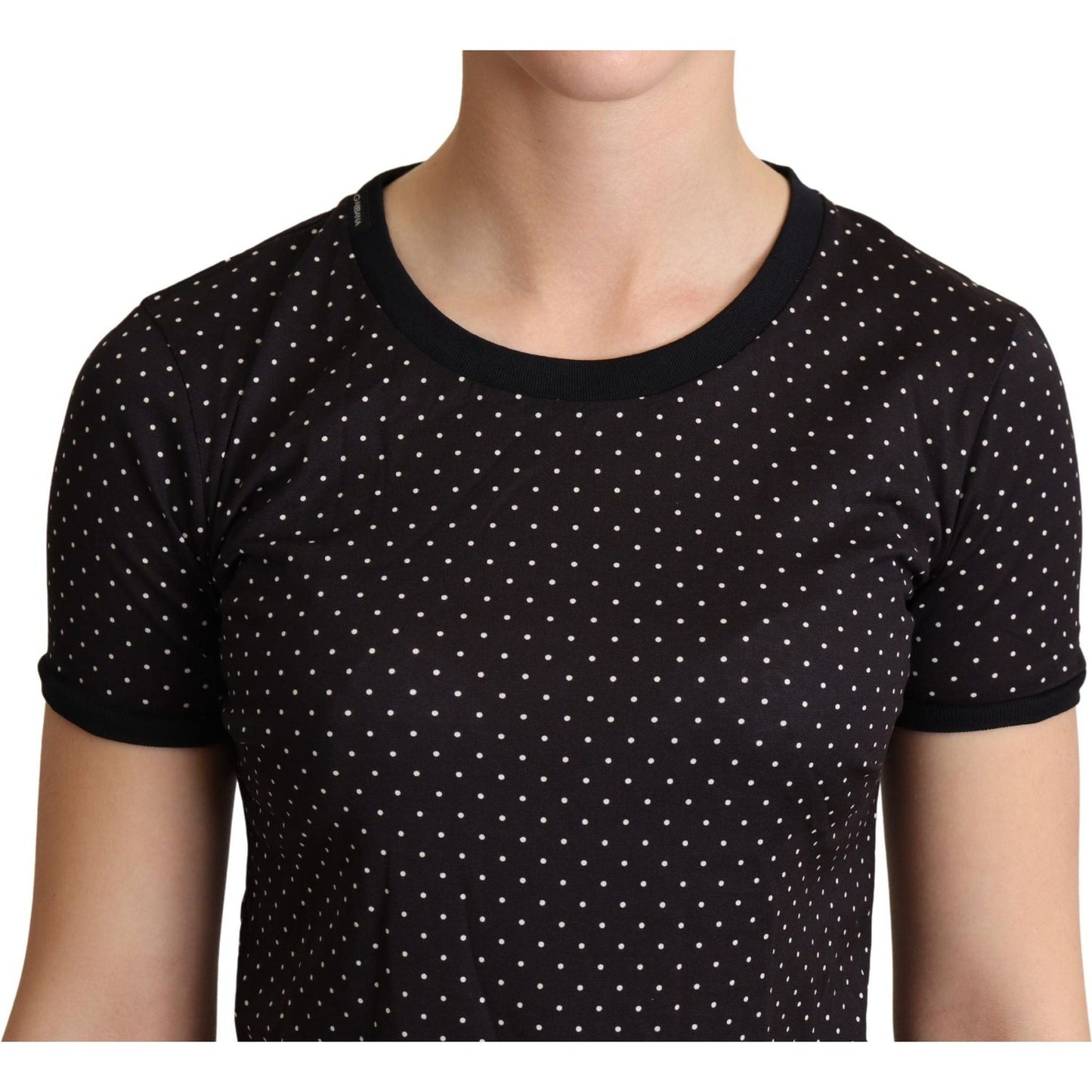 Dolce & Gabbana Polka Dotted Black Short Sleeve Crewneck Top Dolce & Gabbana