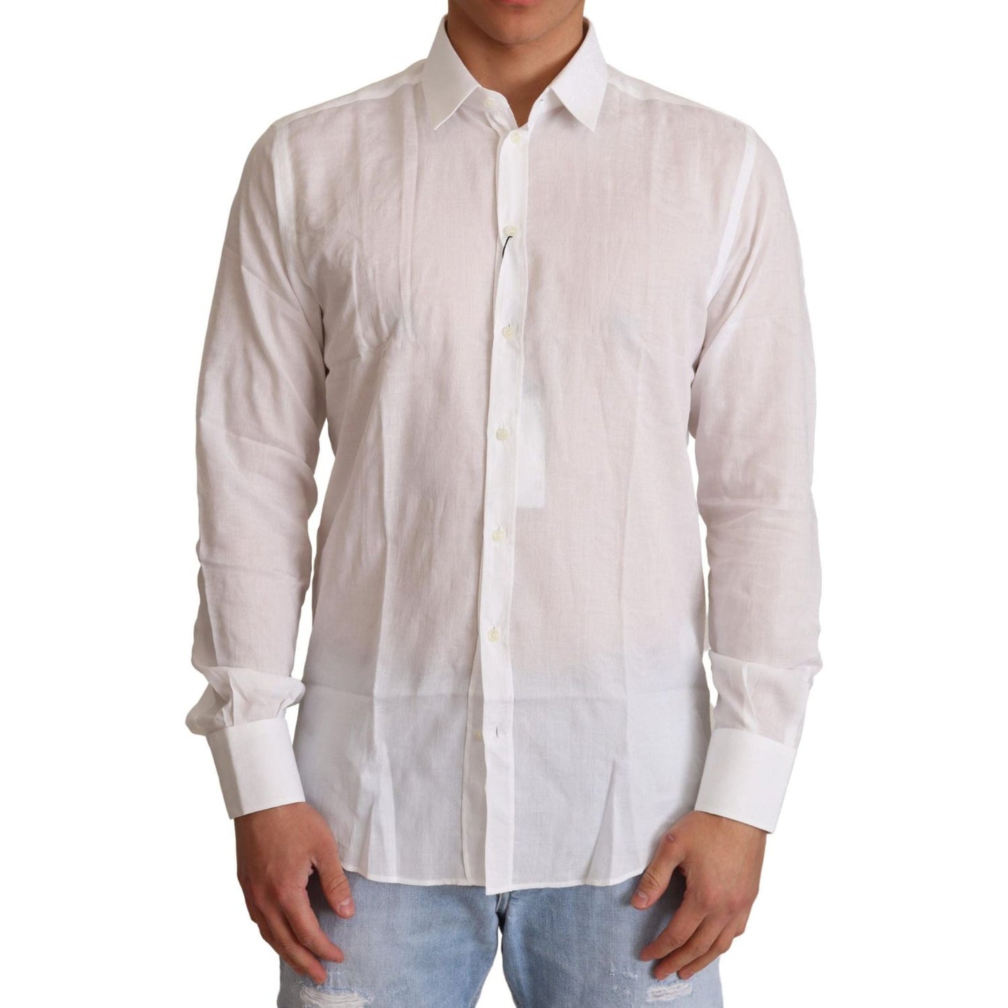 Dolce & Gabbana Elegant White Slim Fit Martini Dress Shirt Dolce & Gabbana