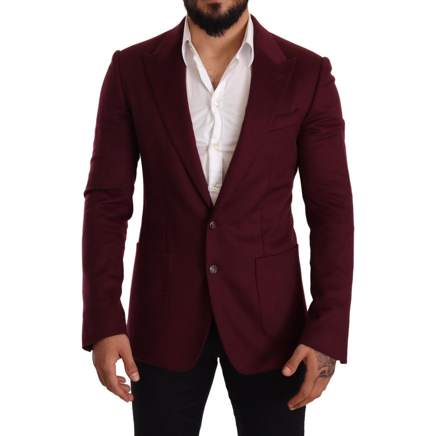 Dolce & Gabbana Elegant Maroon Bordeaux Cashmere Blazer Dolce & Gabbana