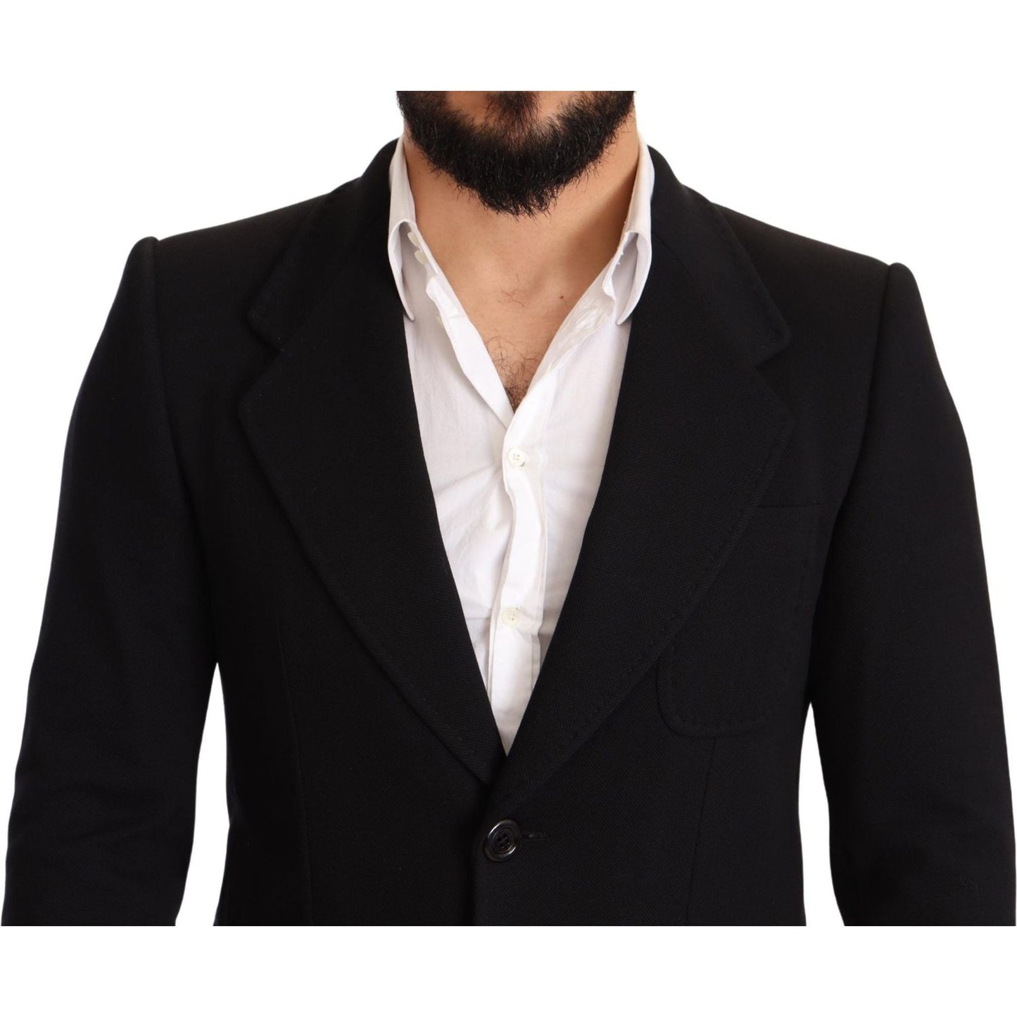 Dolce & Gabbana Elegant Slim Fit Black Cotton Blazer Dolce & Gabbana