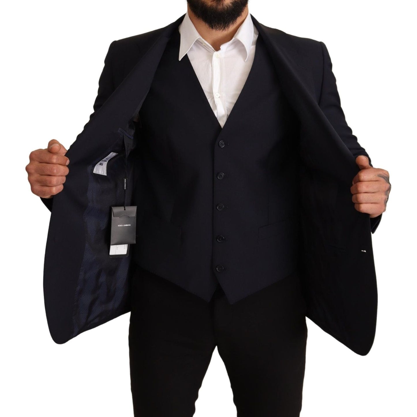 Dolce & Gabbana Elegant Dark Blue Wool Blend Martini Suit Dolce & Gabbana