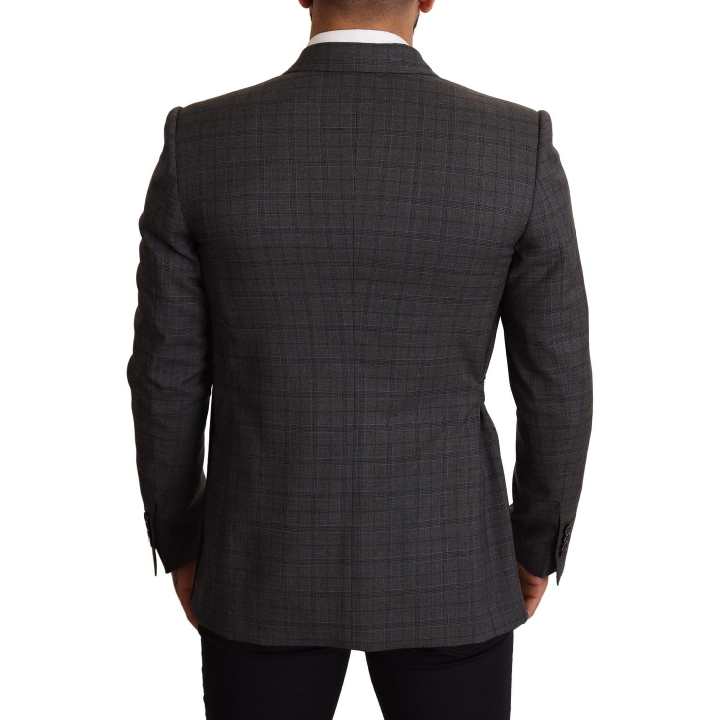 Dolce & Gabbana Chic Gray Check Martini Slim Fit Double-Breasted Blazer Dolce & Gabbana