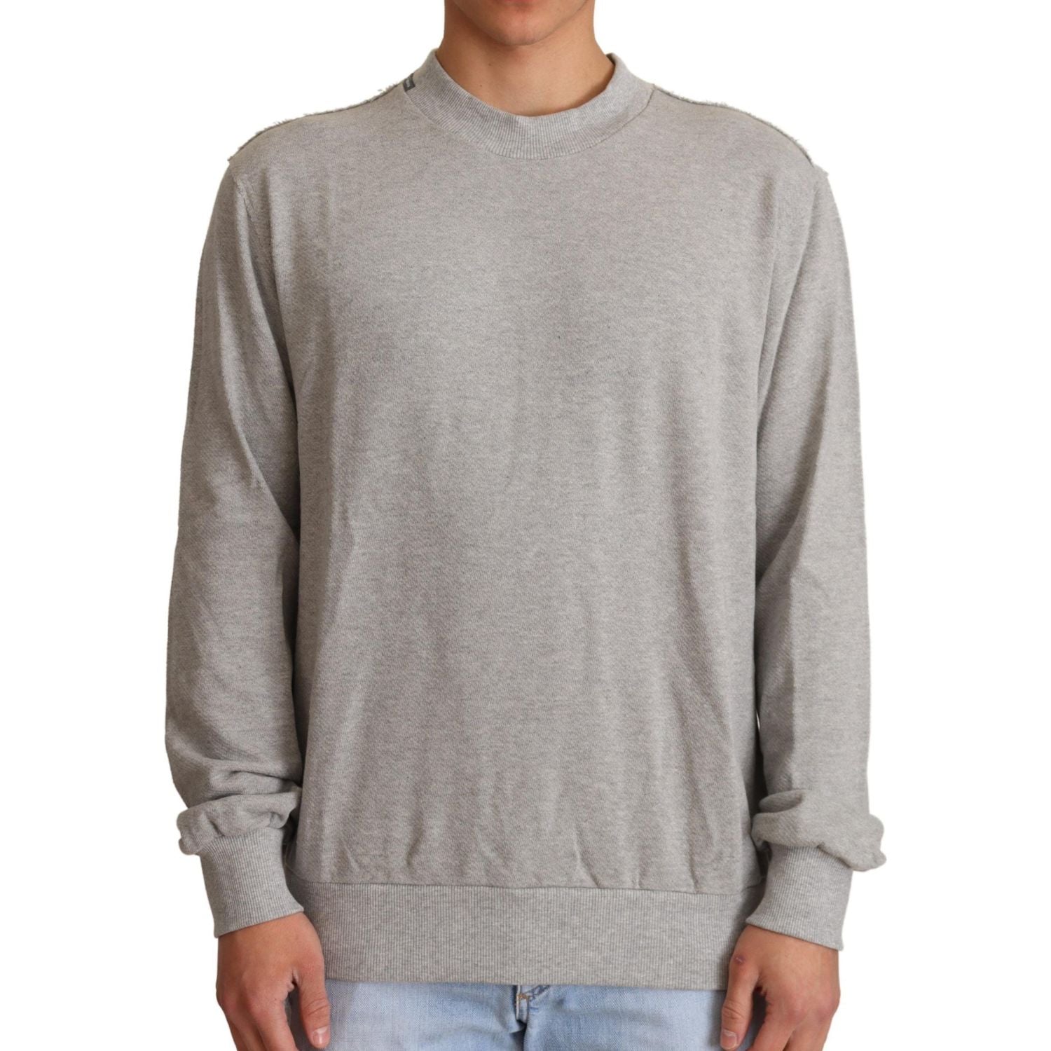 Dolce & Gabbana Gray Cotton Crewneck Pullover Sweater