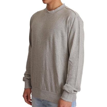 Dolce & Gabbana Gray Cotton Crewneck Pullover Sweater MAN SWEATERS