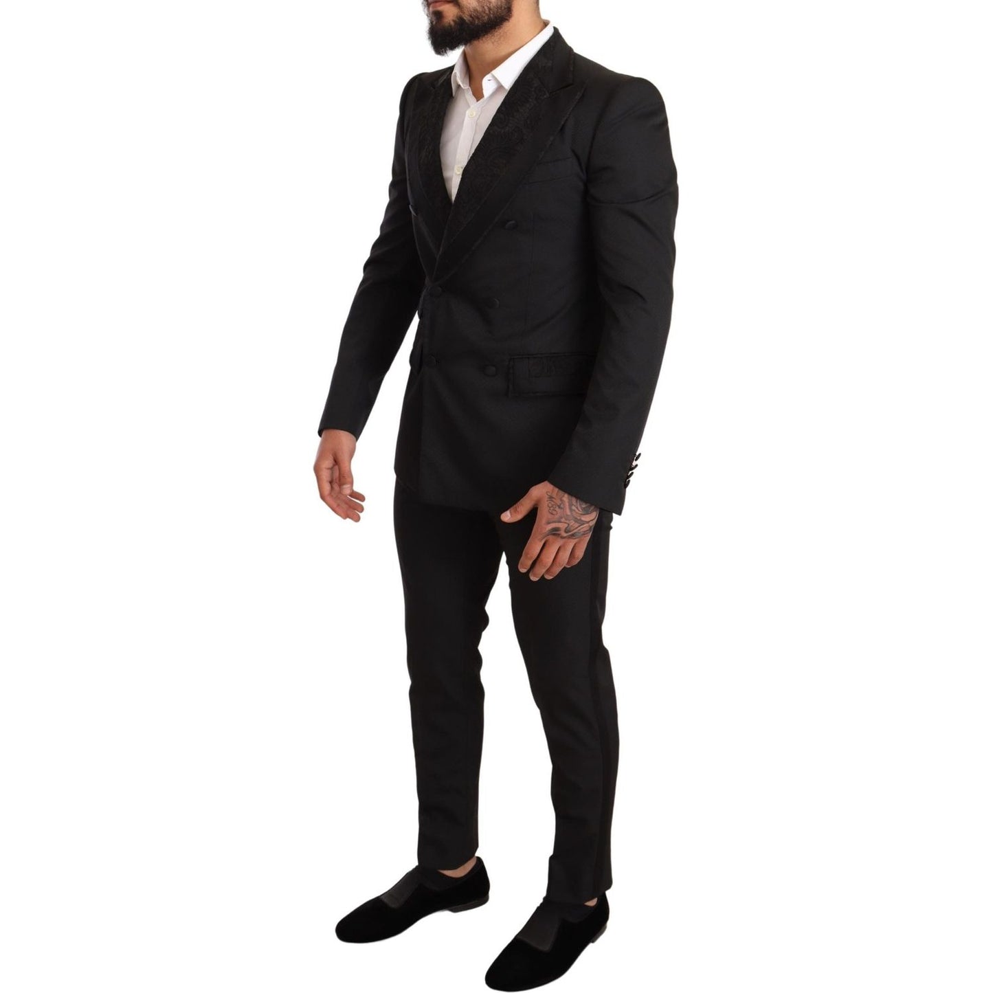 Dolce & Gabbana Elegant Black Floral Brocade Suit Suit Dolce & Gabbana