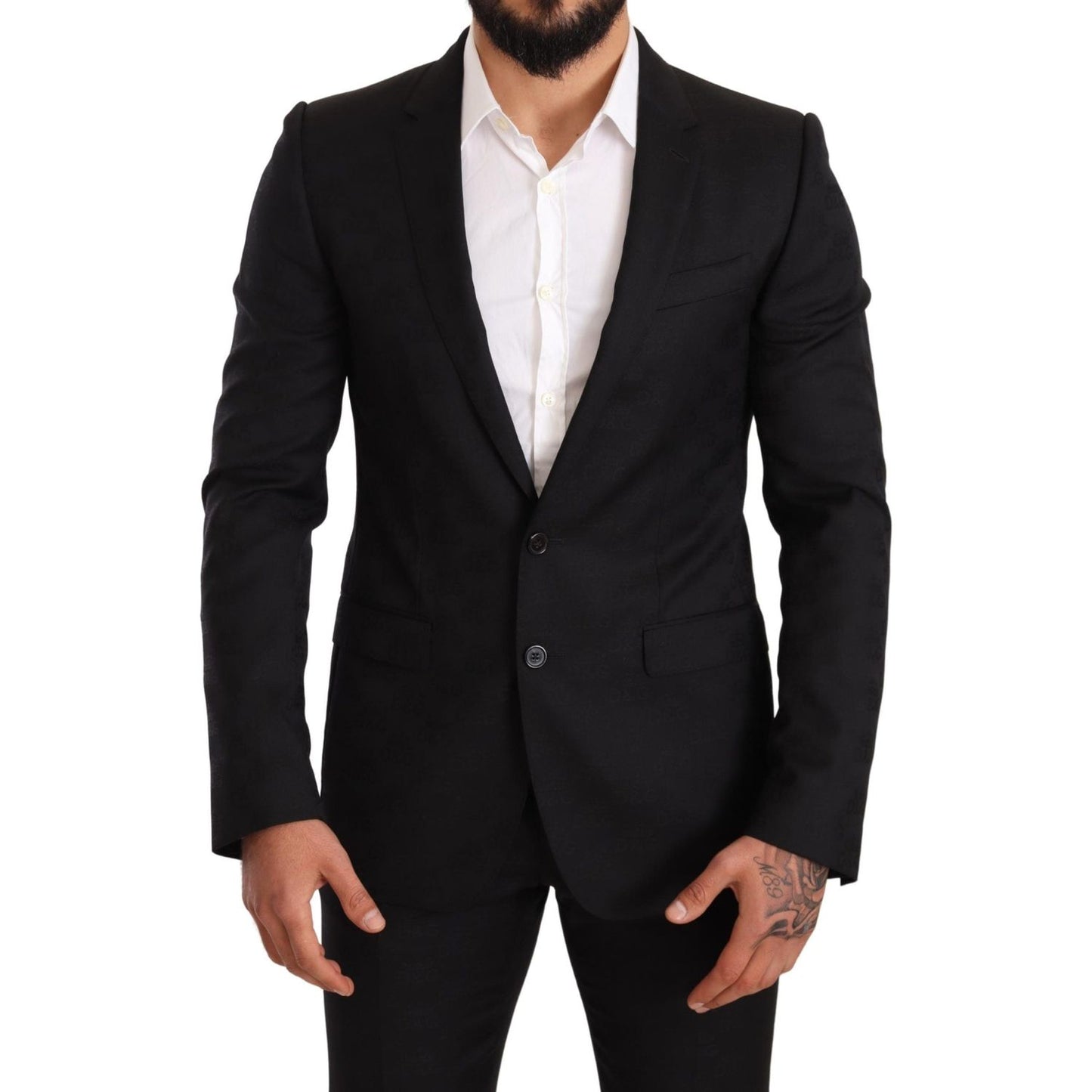 Dolce & Gabbana Elegant Martini Black Wool Suit Dolce & Gabbana