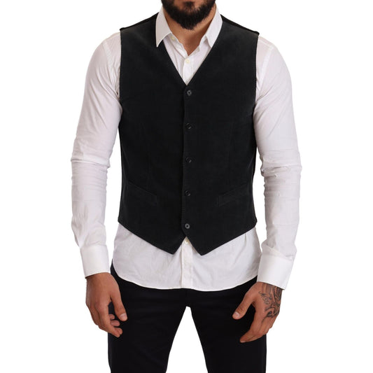 Dolce & Gabbana Elegant Black Cotton Formal Dress Vest Vest Jacket Dolce & Gabbana