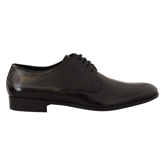 Dolce & Gabbana Black Leather Lace Up Men Dress Derby Shoes