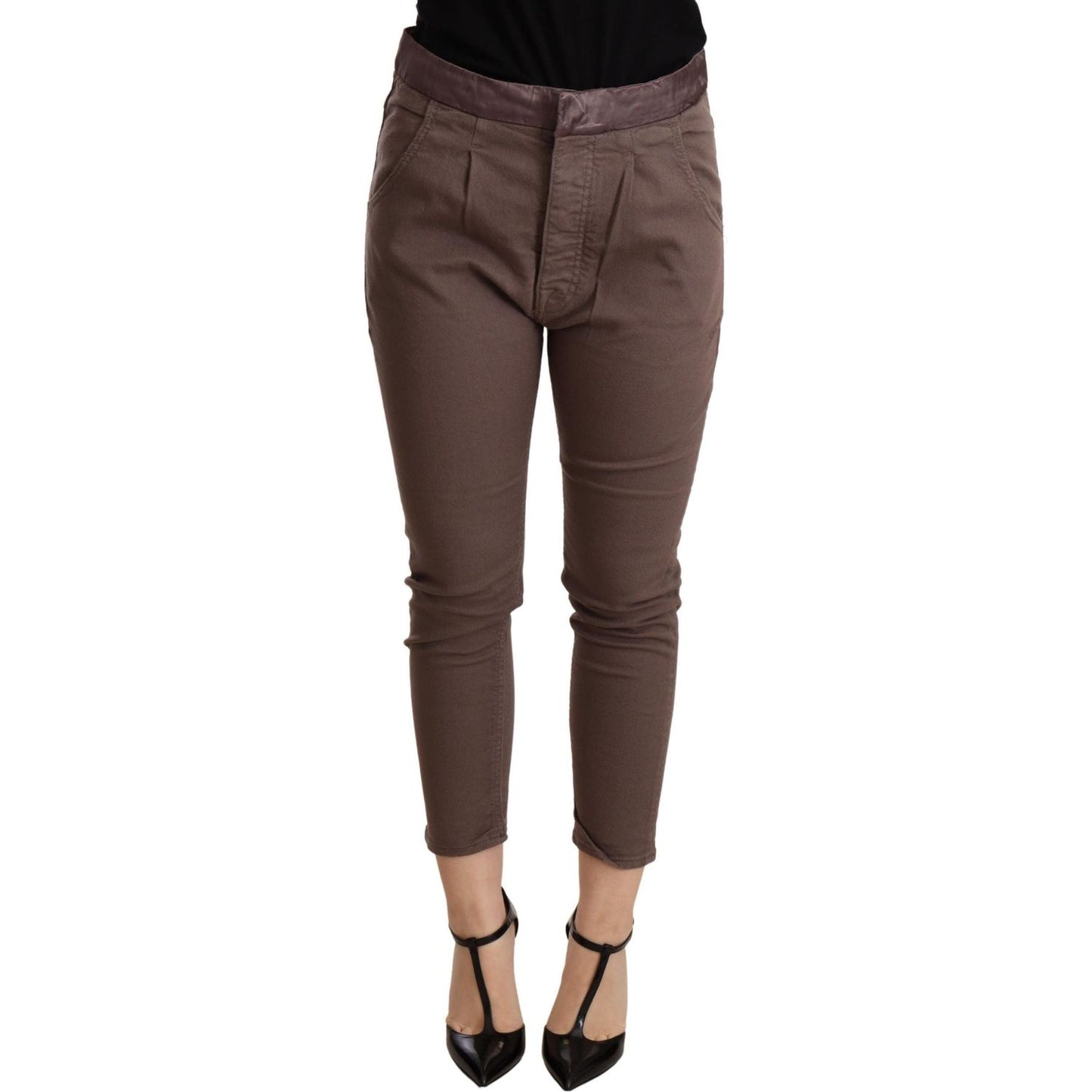 CYCLE Brown Mid Waist Cropped Skinny Stretch Trouser CYCLE