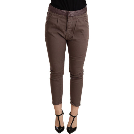 CYCLE Brown Mid Waist Cropped Skinny Stretch Trouser