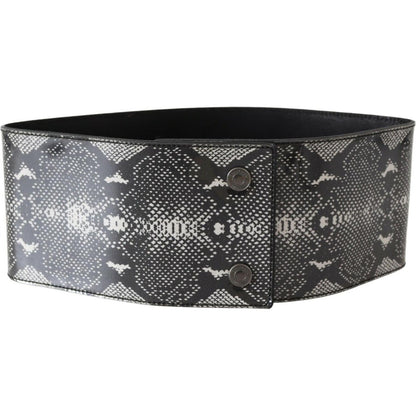 Ermanno Scervino Black Wide Leather Snakeskin Design Waist Belt WOMAN BELTS