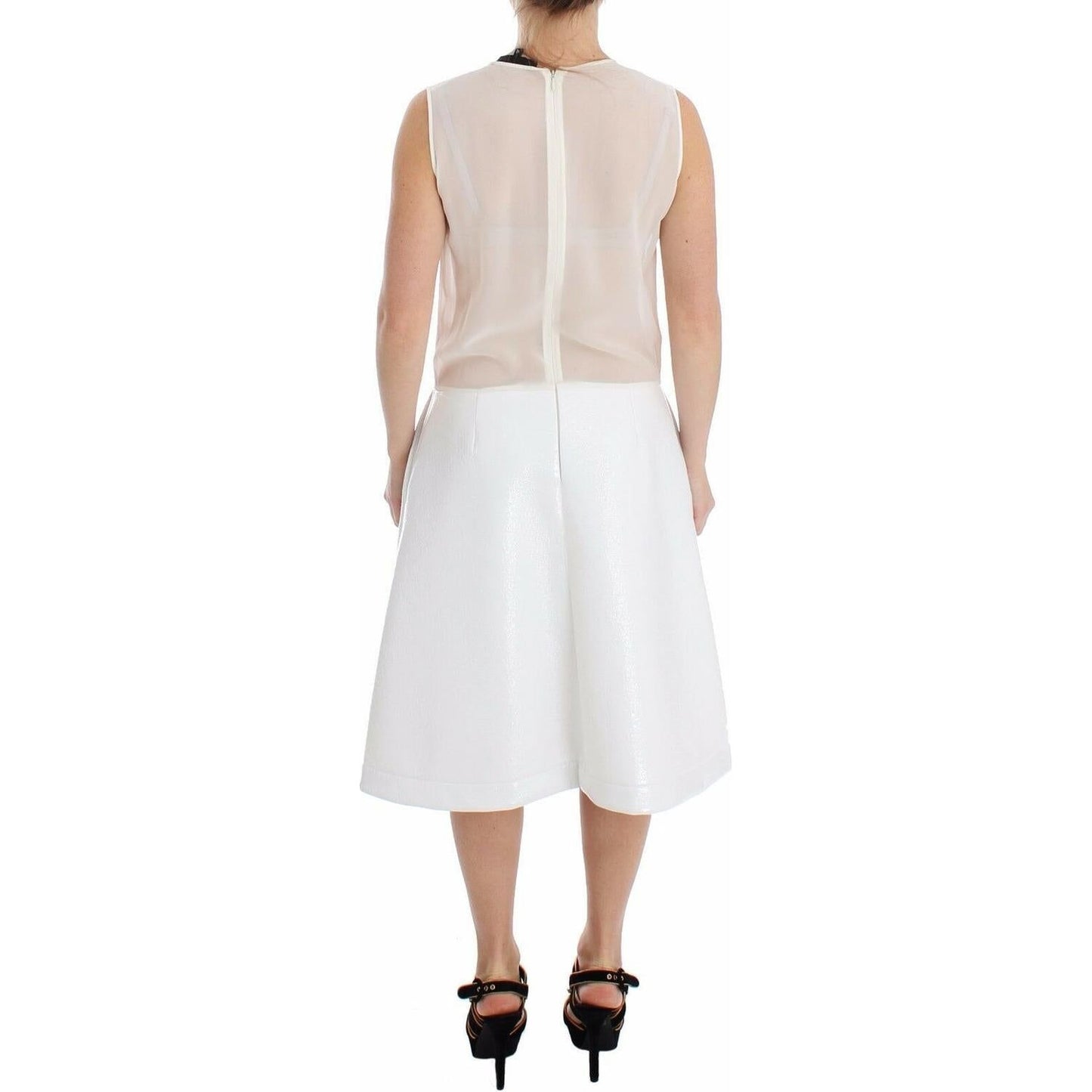 Koonhor Elegant White Silk-Wool Blend Tank Dress WOMAN DRESSES Koonhor