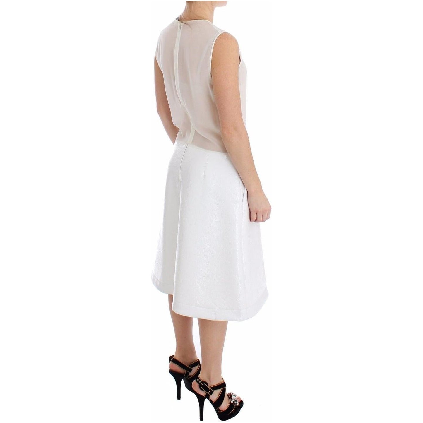 Koonhor Elegant White Silk-Wool Blend Tank Dress WOMAN DRESSES Koonhor