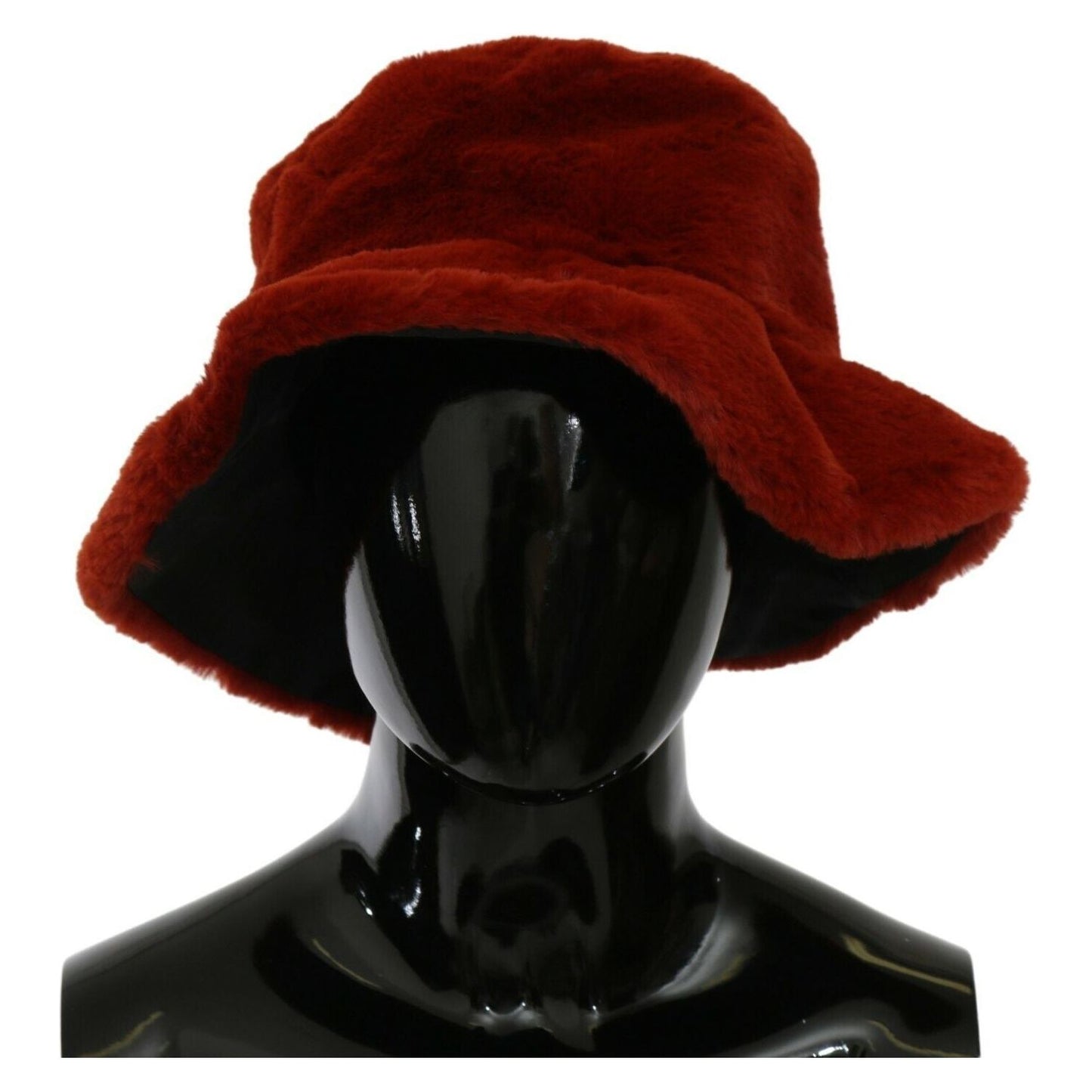 Dolce & Gabbana Red Bordeaux Fur Wide Brim Bucket Hat