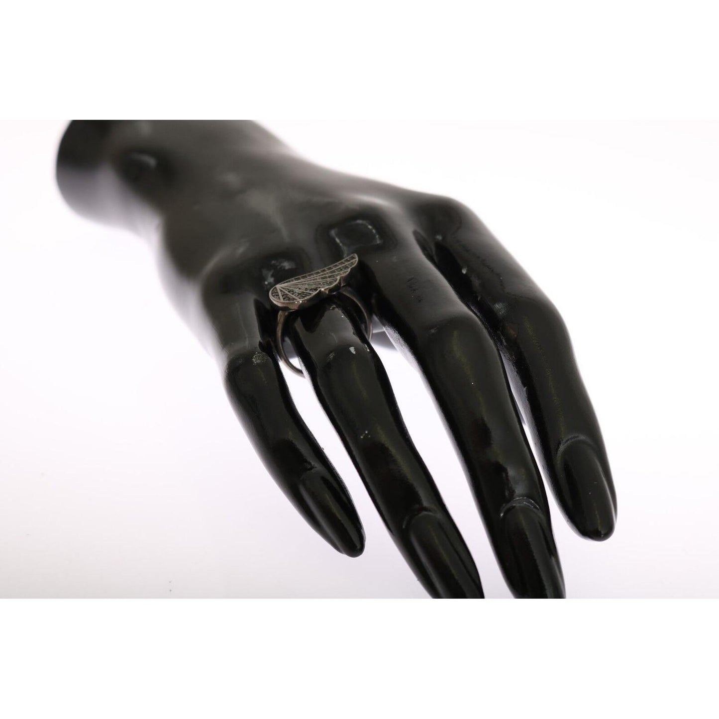 Nialaya Silver Womens Black CZ Rhodium 925 Ring Ring