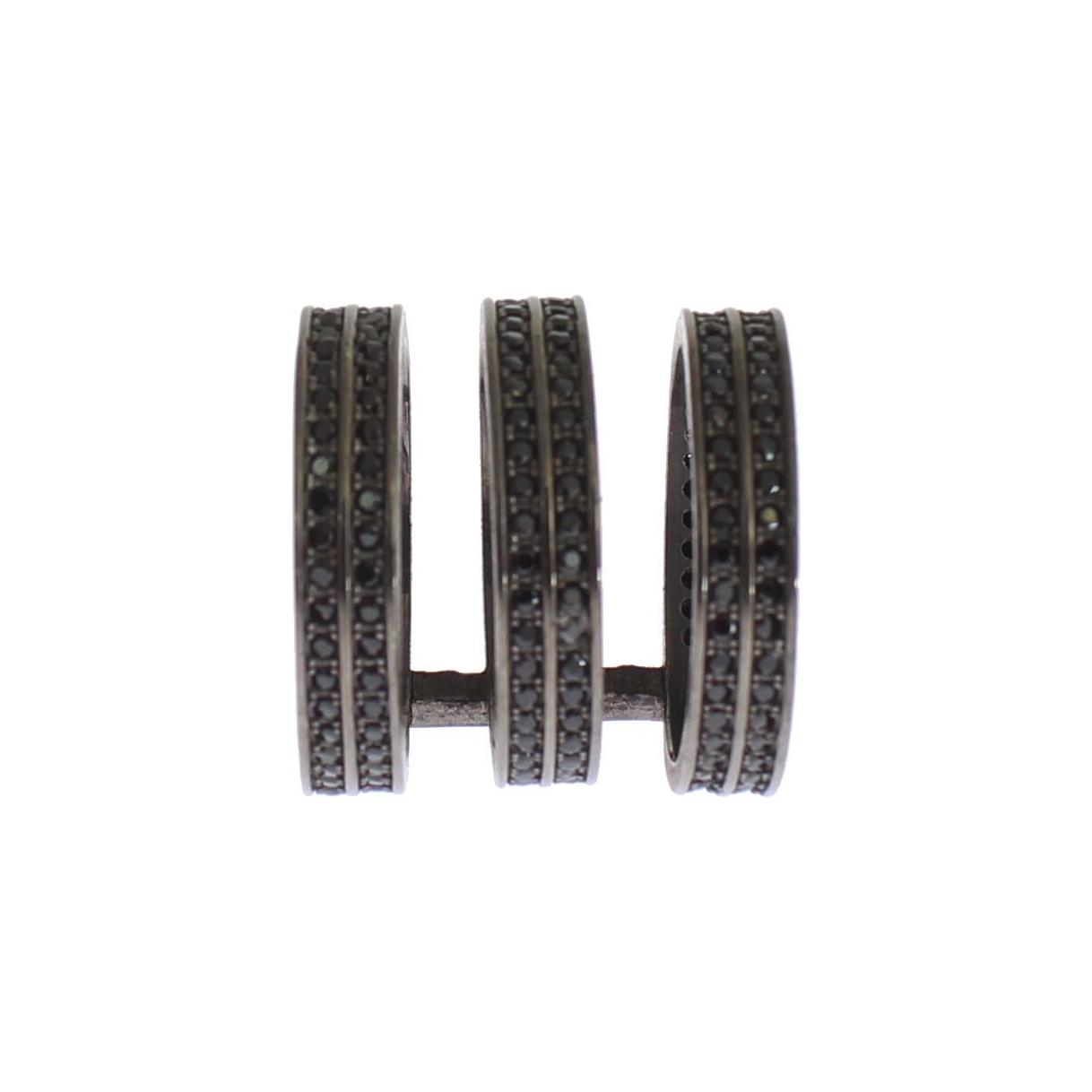 Nialaya Black CZ Rhodium 925 Silver Ring