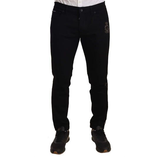 Dolce & Gabbana Black Skinny Fit Denim Side Band Jeans Pant